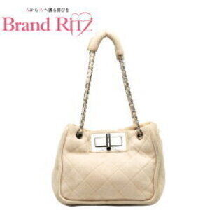 Chanel Matelasse Double Chain Tote Bag Shoulder Suede Beige Tan